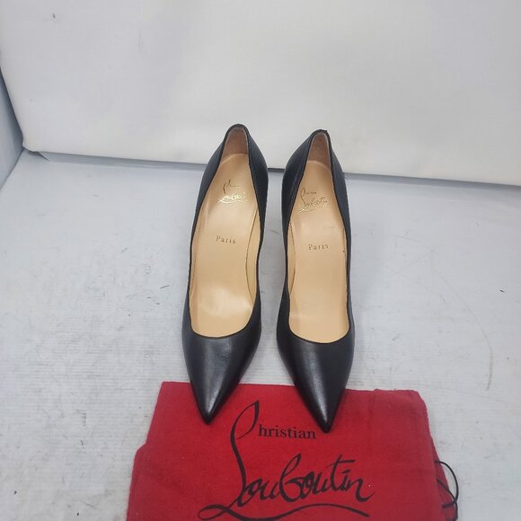 Christian Louboutin Apostrophy Black Heel Pump Shoe - Picture 5 of 9